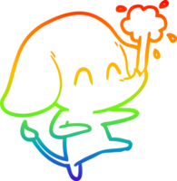arcobaleno pendenza linea disegno di un' carino cartone animato elefante schizzare acqua png