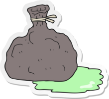 sticker of a cartoon bag of garbage png