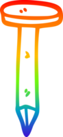 rainbow gradient line drawing of a cartoon brass nail png