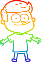 rainbow gradient line drawing of a cartoon happy man png