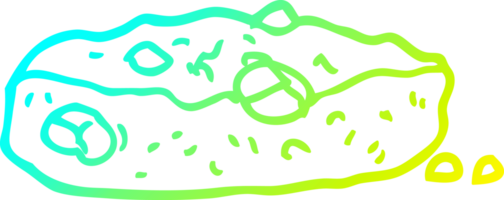 cold gradient line drawing of a cartoon chocolate chip cookie png