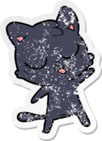 distressed sticker of a cute cartoon cat png