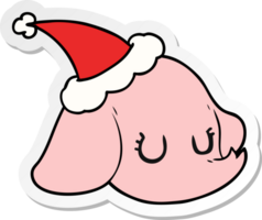 main tiré autocollant dessin animé de une l'éléphant visage portant Père Noël chapeau png