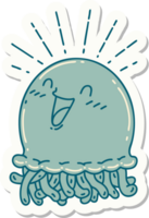 adesivo de uma medusa feliz estilo tatuagem png