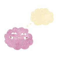 cartoon pink fluffy vampire cloud with thought bubble png