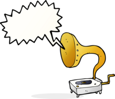 Cartoon-Grammophon mit Sprechblase png