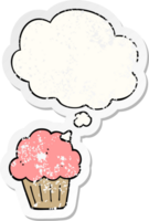 tecknad serie muffin med trodde bubbla som en bedrövad bärs klistermärke png