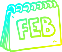 cold gradient line drawing of a cartoon calendar showing month of February png