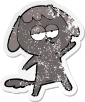 distressed sticker of a cartoon bored dog png