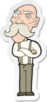 sticker van een cartoon boze oude man png