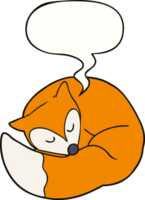 dessin animé en train de dormir Renard avec discours bulle png