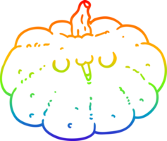 rainbow gradient line drawing of a happy cartoon pumpkin png