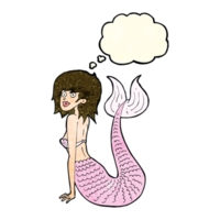 cartoon mermaid with thought bubble png