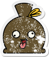 distressed sticker of a cute cartoon sack png