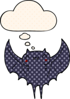 cartoon bat with thought bubble in comic book style png