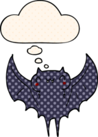 dessin animé chauve souris avec pensée bulle dans bande dessinée livre style png