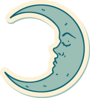 sticker of tattoo in traditional style of a crescent moon png