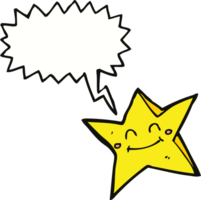 cartoon happy star character with speech bubble png