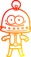 warm gradient line drawing of a happy carton robot with light bulb png