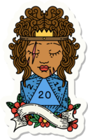 sticker of a human barbarian with natural twenty dice roll png