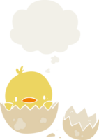 cartoon chick with thought bubble in retro style png