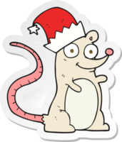 sticker of a cartoon mouse wearing christmas hat png