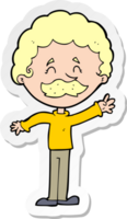 sticker of a cartoon man with mustache waving png