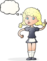 cartoon pretty maid woman with thought bubble png