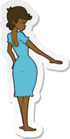 sticker of a cartoon pretty woman looking at nails png