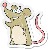 retro distressed sticker of a cartoon mouse png