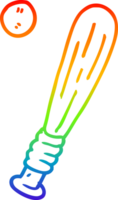 rainbow gradient line drawing of a cartoon baseball bat png