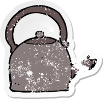 retro distressed sticker of a cartoon old kettle png