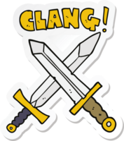 sticker of a cartoon sword fight png