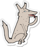 sticker of a cartoon wolf licking paw png