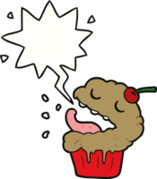 funny cartoon cupcake with speech bubble png