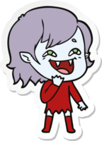 sticker of a cartoon laughing vampire girl png