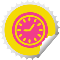 circular peeling sticker cartoon of a wall clock png