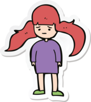 sticker of a cartoon girl with long hair png