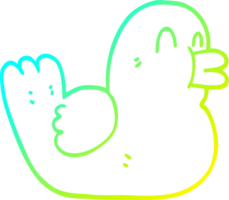 cold gradient line drawing of a cartoon happy duck png
