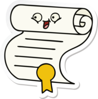 sticker of a cute cartoon contract png