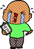 cartoon crying man with clipboard png