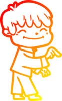 warm gradient line drawing of a cartoon happy boy png