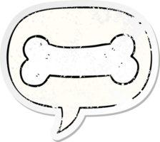 cartoon bone with speech bubble distressed distressed old sticker png