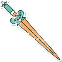 iconic distressed sticker tattoo style image of a dagger png
