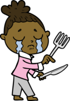 cartoon crying hungry woman pointing png