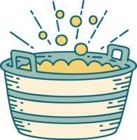 illustration of a traditional tattoo style tin bath png