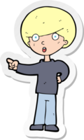 sticker of a cartoon pointing boy png