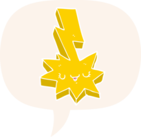 cartoon lightning strike with speech bubble in retro style png