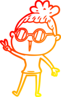 warm Gradient Linie Zeichnung von ein Karikatur Frau tragen Brille png