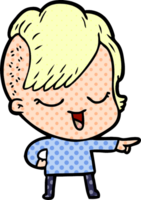 happy cartoon girl pointing png